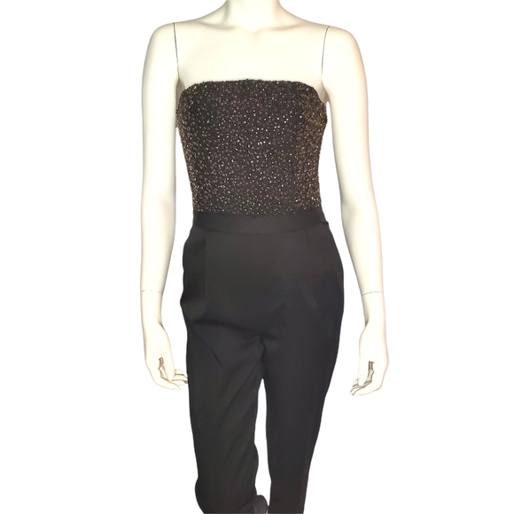 Alice + Olivia Jeri Strapless Satin Jumpsuit/Pantsuit Women's Size 0 - Picture 2 of 5